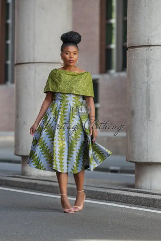 Oyin Green And Gold Midi Dress