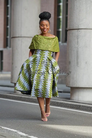 Oyin Green And Gold Midi Dress