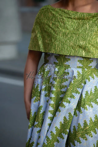 Oyin Green And Gold Midi Dress