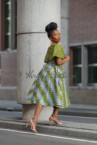 Oyin Green And Gold Midi Dress