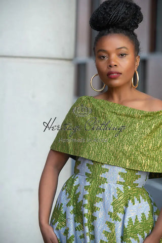 Oyin Green And Gold Midi Dress