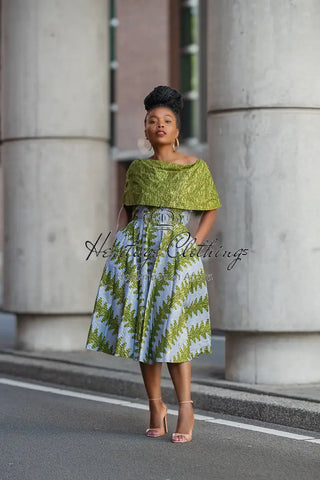 Oyin Green And Gold Midi Dress