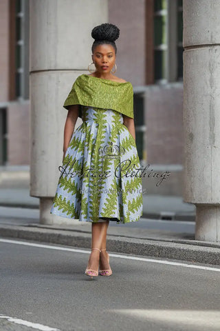 Oyin Green And Gold Midi Dress