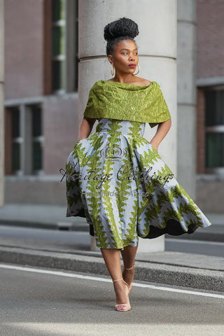 Oyin Green And Gold Midi Dress