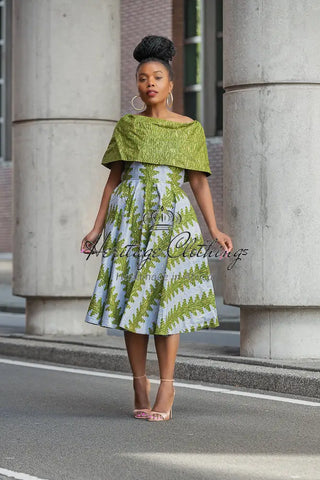 Oyin Green And Gold Midi Dress