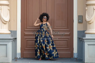 Palesa Navy Blue And Brown Dress Dresses