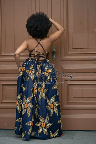 Palesa Navy Blue And Brown Dress Dresses