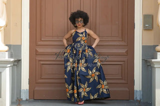 Palesa Navy Blue And Brown Dress Dresses