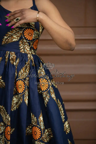 Palesa Navy Blue And Brown Dress Dresses