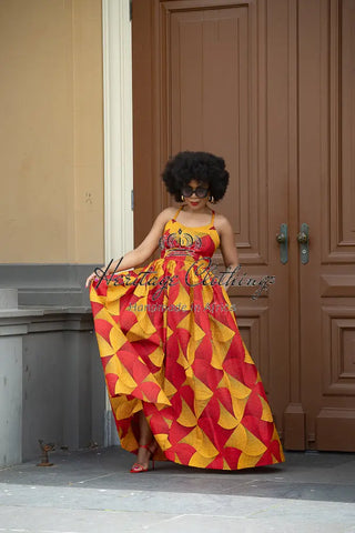 Palesa Orange And Red Dress Dresses