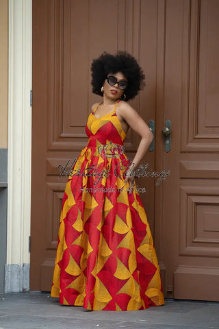 Palesa Orange And Red Dress Dresses