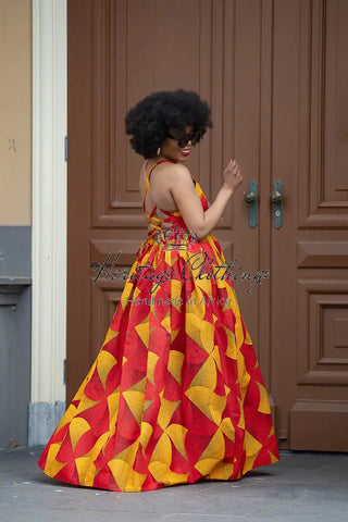 Palesa Orange And Red Dress Dresses