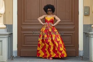 Palesa Orange And Red Dress Dresses