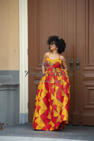 Palesa Orange And Red Dress Dresses