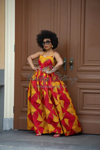 Palesa Orange And Red Dress Dresses