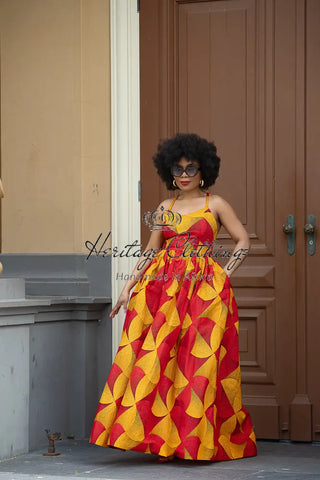 Palesa Orange And Red Dress Dresses