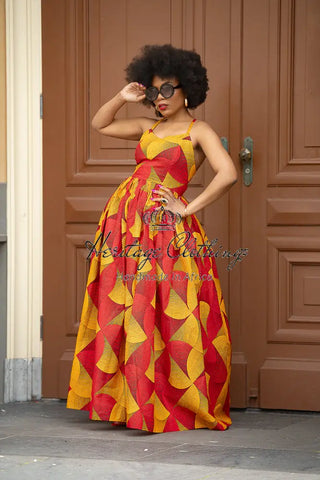 Palesa Orange And Red Dress Dresses