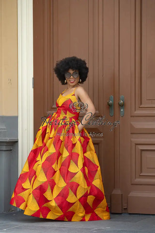 Palesa Orange And Red Dress Dresses