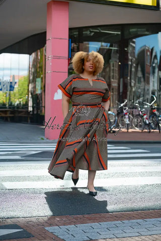 Peju Orange And Black Dress