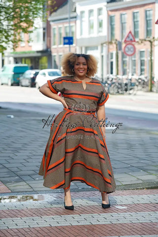 Peju Orange And Black Dress