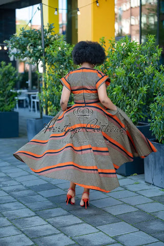 Peju Orange And Black Dress