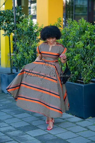 Peju Orange And Black Dress