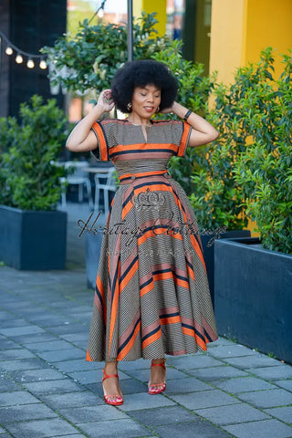 Peju Orange And Black Dress