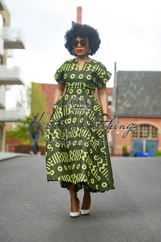 Peju Tribal Green Dress Dresses