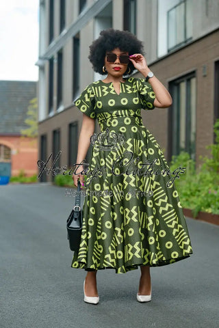 Peju Tribal Green Dress Dresses