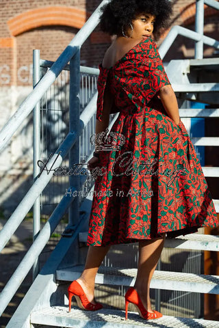 Pre Order Oyin Midi African Print Cape Dress Dresses