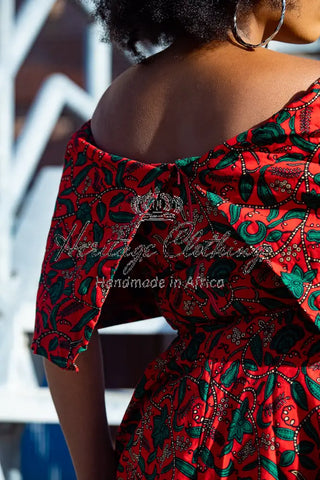 Pre Order Oyin Midi African Print Cape Dress Dresses