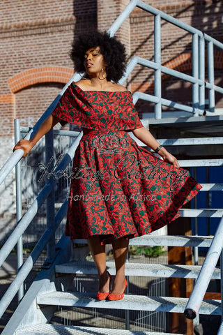 Pre Order Oyin Midi African Print Cape Dress Dresses