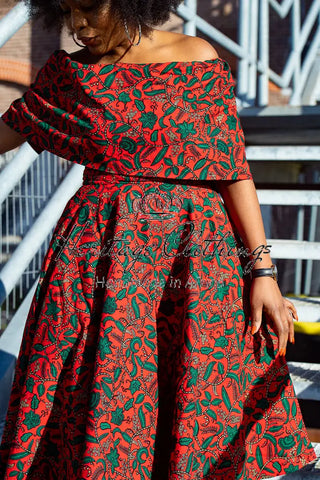 Pre Order Oyin Midi African Print Cape Dress Dresses