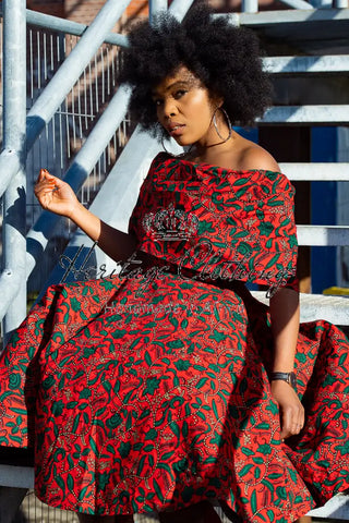 Pre Order Oyin Midi African Print Cape Dress Dresses