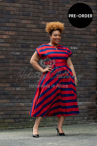 PRE-ORDER PEJU RED AND BLUE DRESS