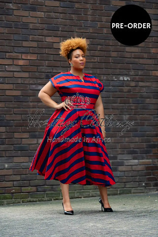 PRE-ORDER PEJU RED AND BLUE DRESS