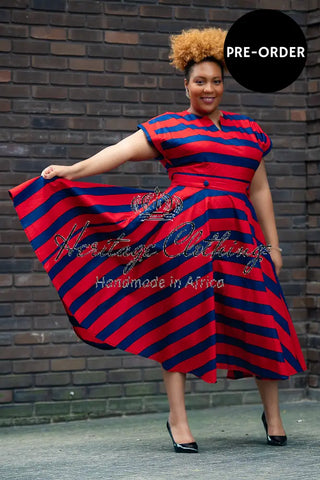 PRE-ORDER PEJU RED AND BLUE DRESS