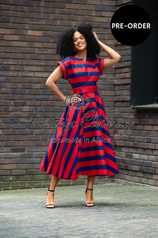 PRE-ORDER PEJU RED AND BLUE DRESS