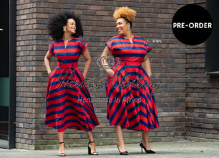 PRE-ORDER PEJU RED AND BLUE DRESS