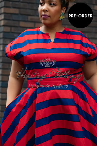 PRE-ORDER PEJU RED AND BLUE DRESS