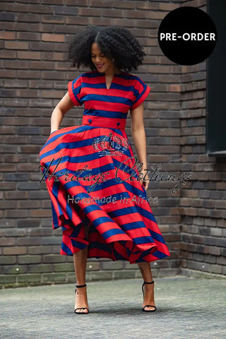 PRE-ORDER PEJU RED AND BLUE DRESS