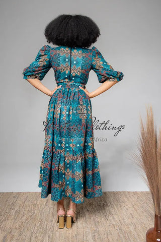 Sade Midaxi Blue Dress Clothing