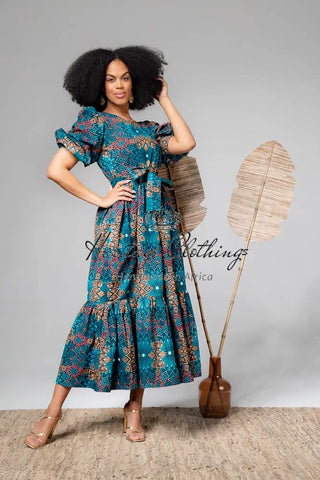 Sade Midaxi Blue Dress Clothing