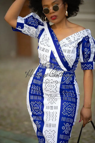 Taye Blue And White Dress Dresses