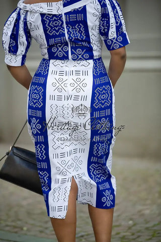 Taye Blue And White Dress Dresses