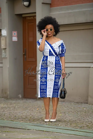 Taye Blue And White Dress Dresses