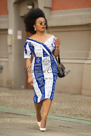 Taye Blue And White Dress Dresses