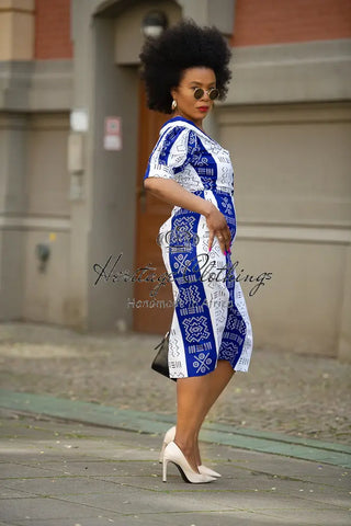 Taye Blue And White Dress Dresses