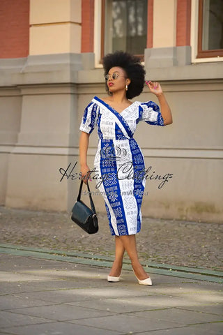 Taye Blue And White Dress Dresses