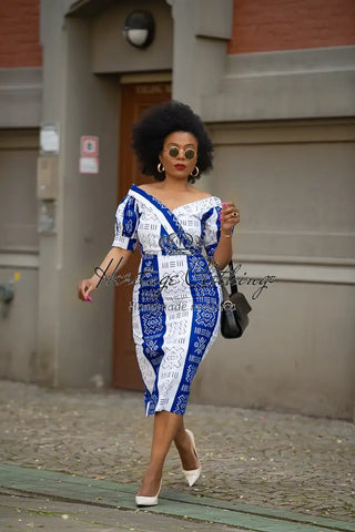 Taye Blue And White Dress Dresses